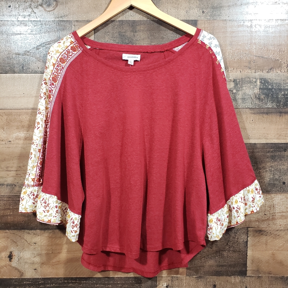Eyeshadow NWT wild soul boho shirt flare sleeves with multi-pattern floral print